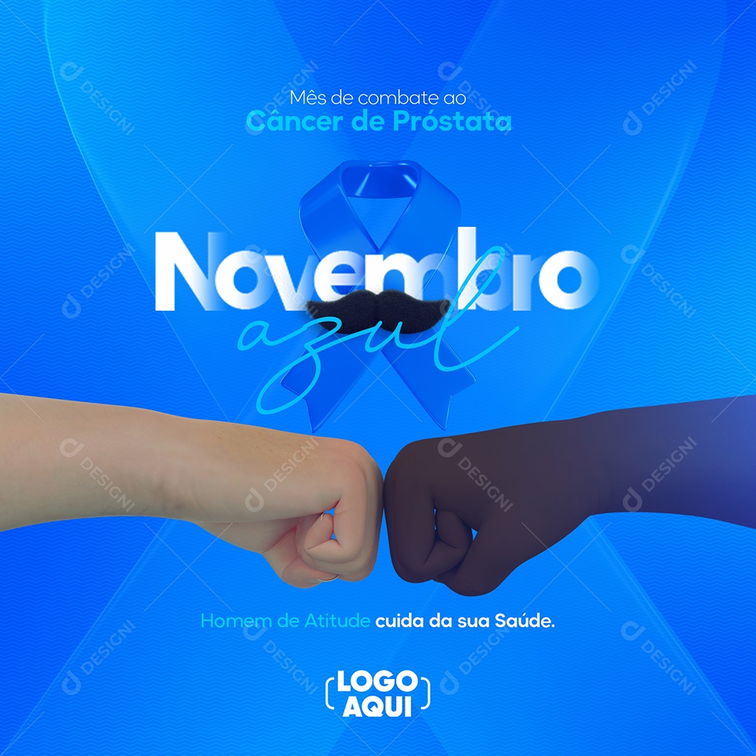 Homem de Atitude Cuida da Sua Saúde Novembro Azul Social Media PSD Editável