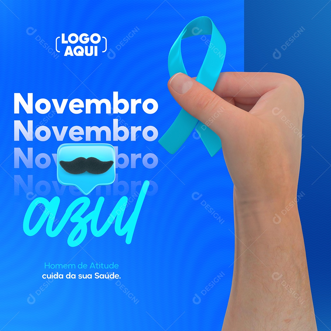 Home de Atitude Cuida da Saúde Novembro Azul Social Media PSD Editável