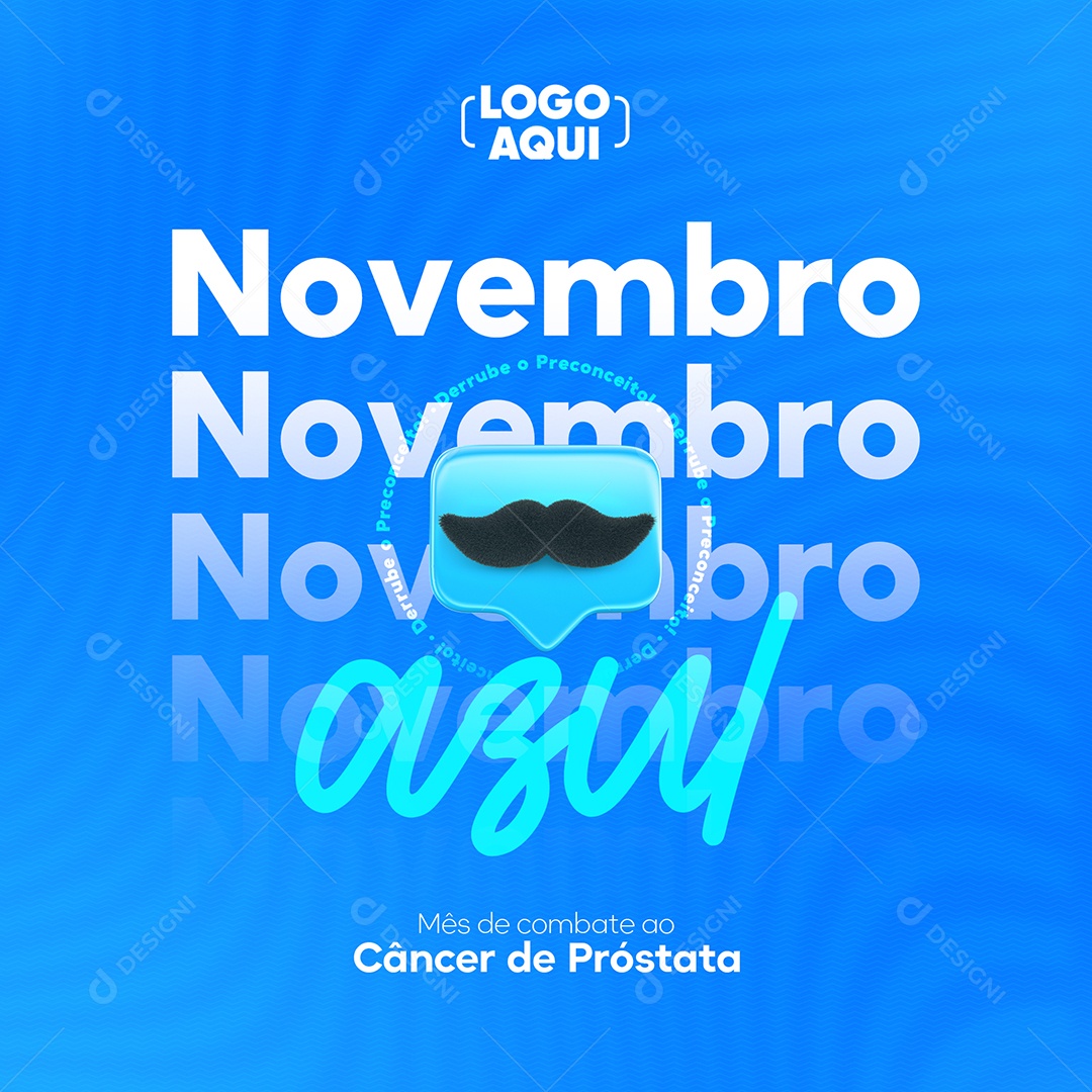 Mês de Combate ao Câncer de Próstata Novembro Azul Social Media PSD Editável