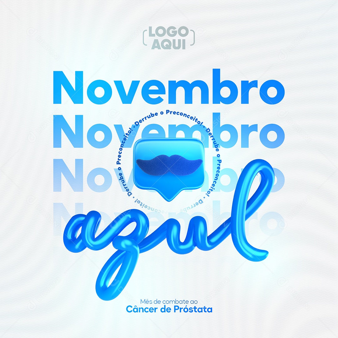 Mês de Combate ao Câncer de Próstata Novembro Azul Social Media PSD Editável