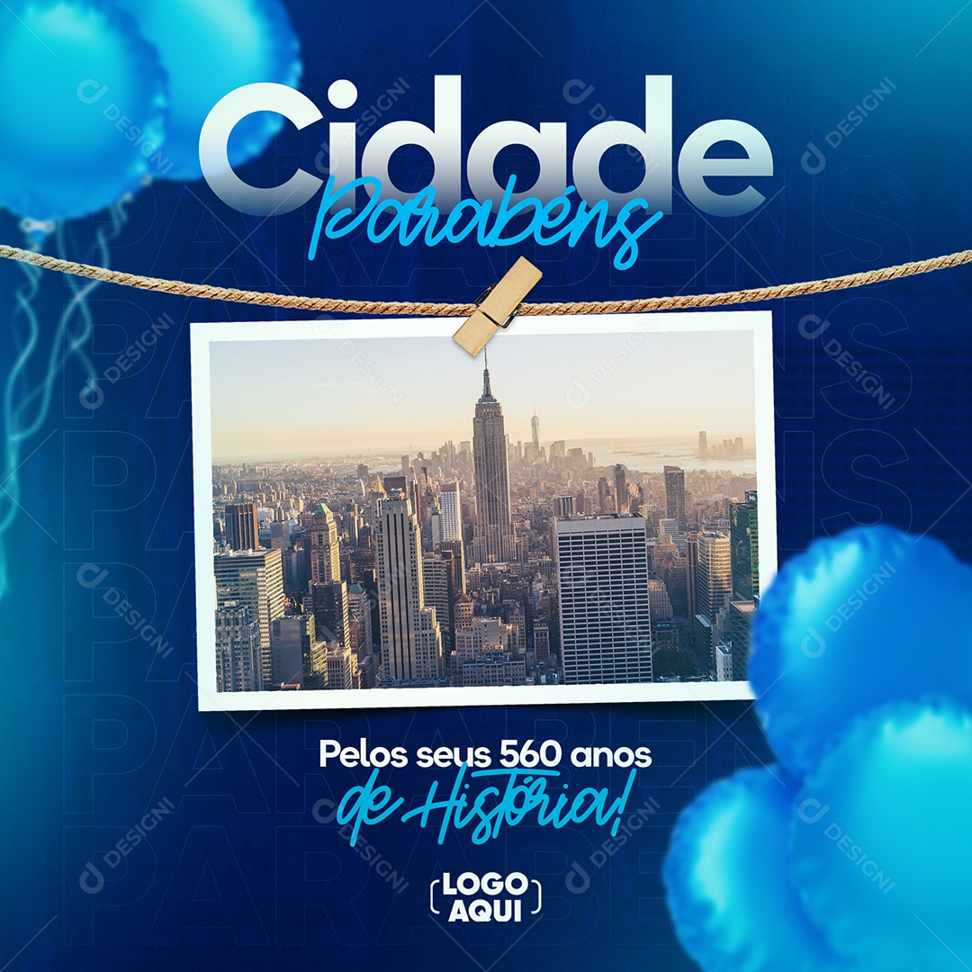 Parabéns Cidade Aniversário Pelo Seus 560 Social Media PSD Editável