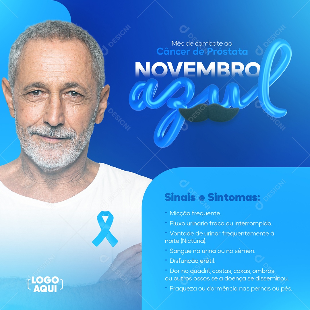 Mês de Combate ao Câncer de Próstata Novembro Azul Social Media PSD Editável