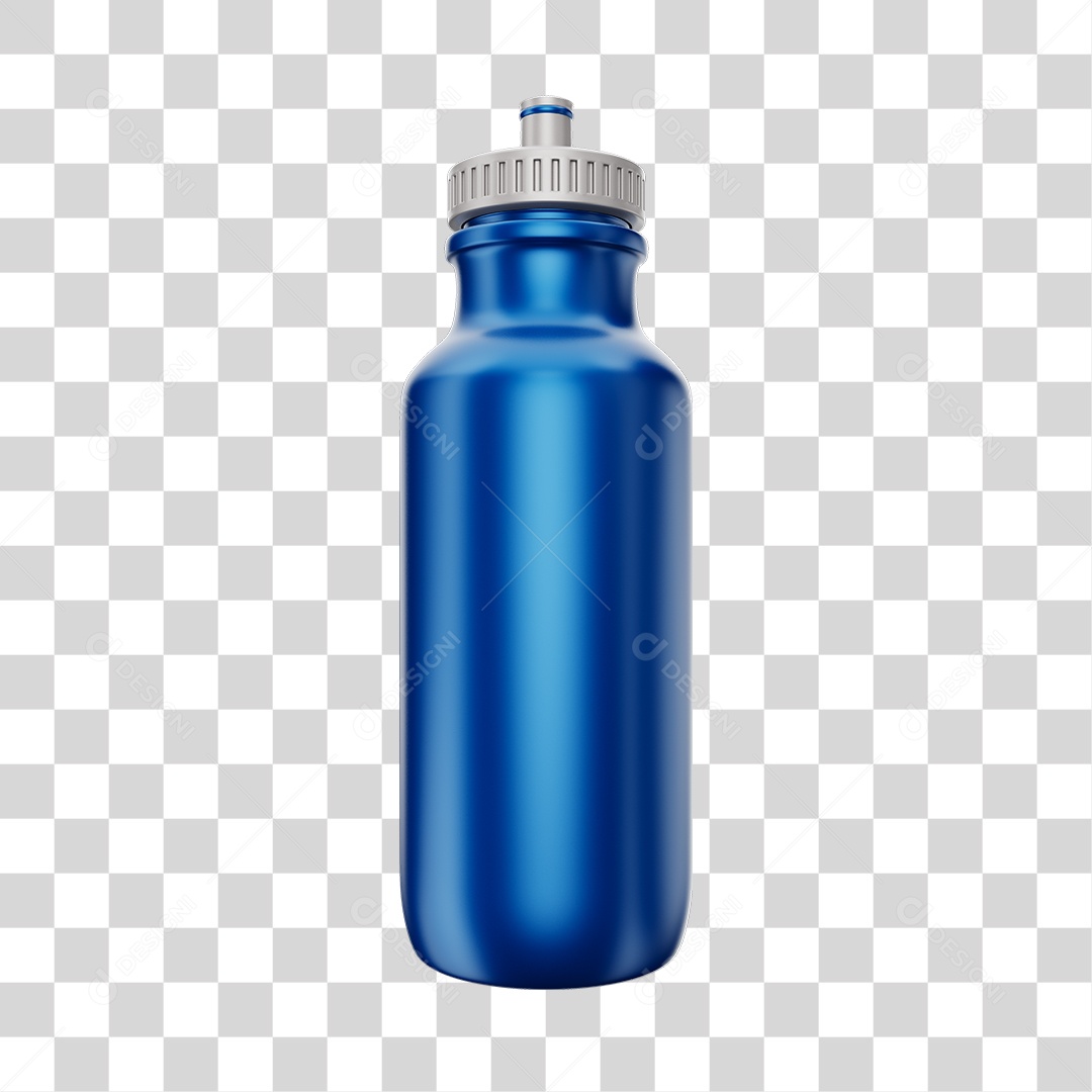 Garrafa de Água Esportiva Azul Elemento 3D PNG