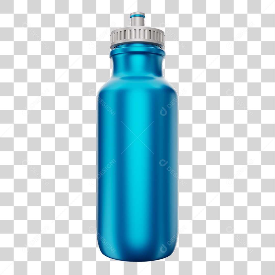 Garrafa de Água Esportiva Azul Elemento 3D PNG