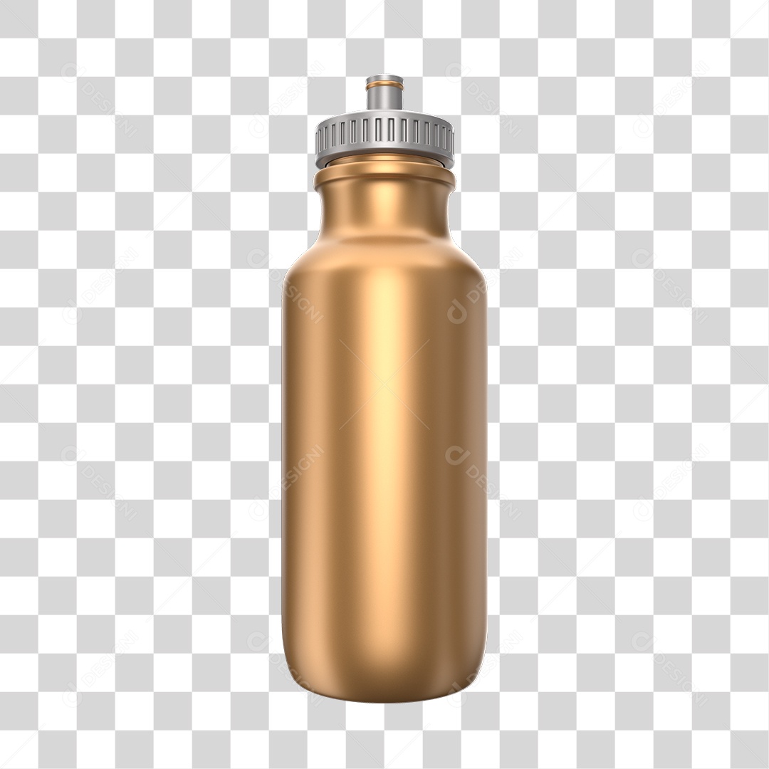 Garrafa de Água Esportiva Dourada Elemento 3D PNG