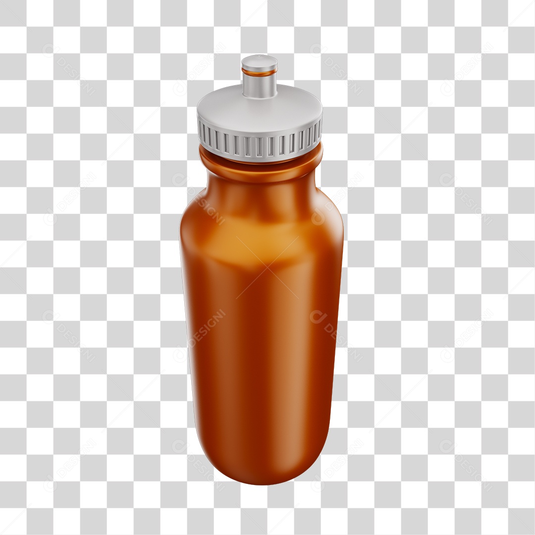 Garrafa de Água Esportiva Laranja Elemento 3D PNG