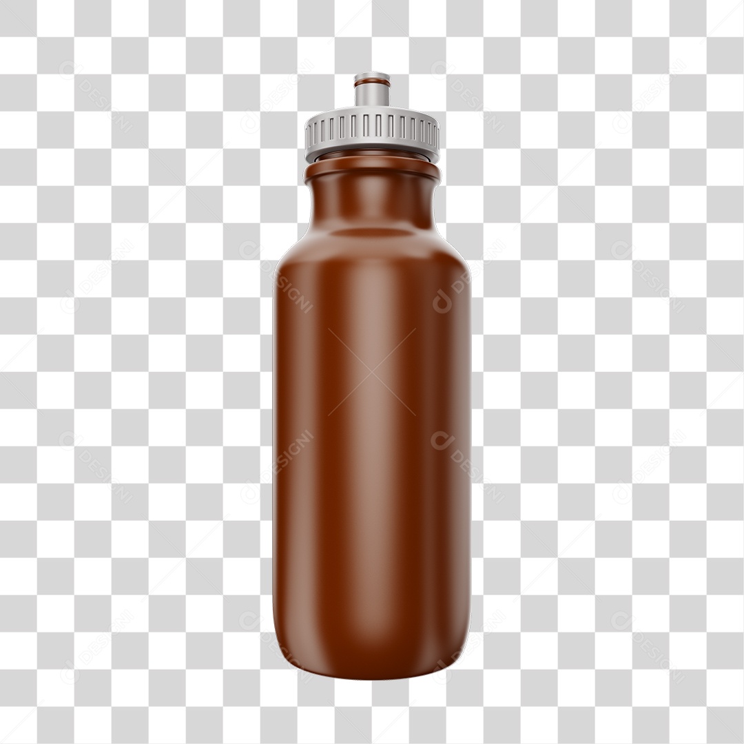 Garrafa de Água Esportiva Marrom Elemento 3D PNG