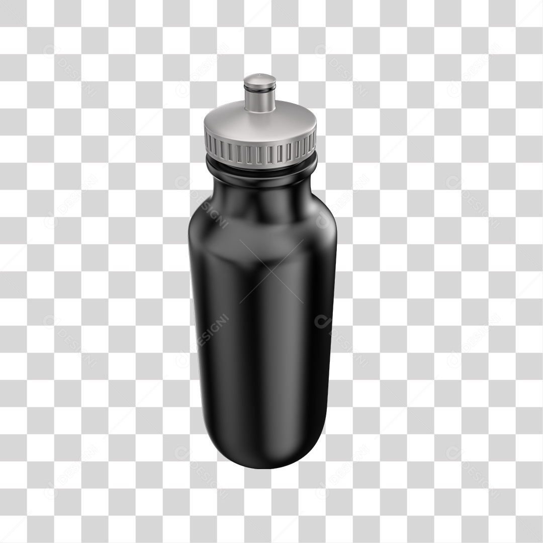 Garrafa de Água Esportiva Preta Elemento 3D PNG