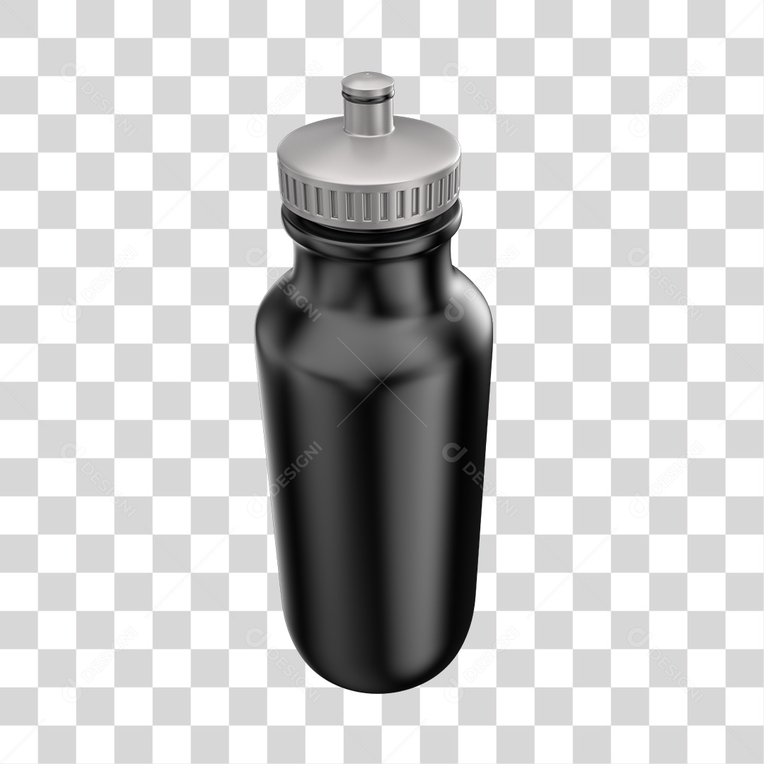 Garrafa de Água Esportiva Preta Elemento 3D PNG