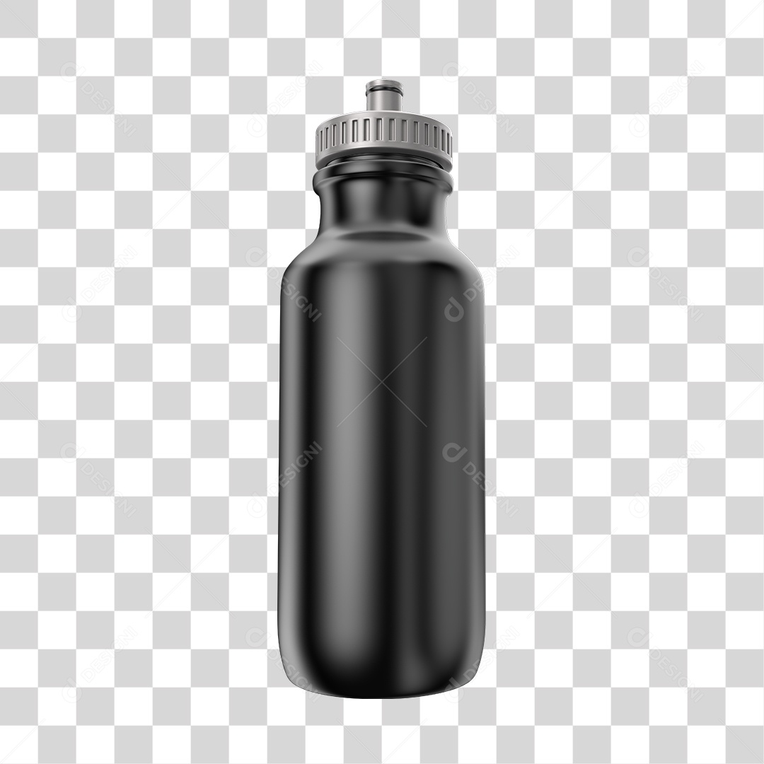 Garrafa de Água Esportiva Preta Elemento 3D PNG