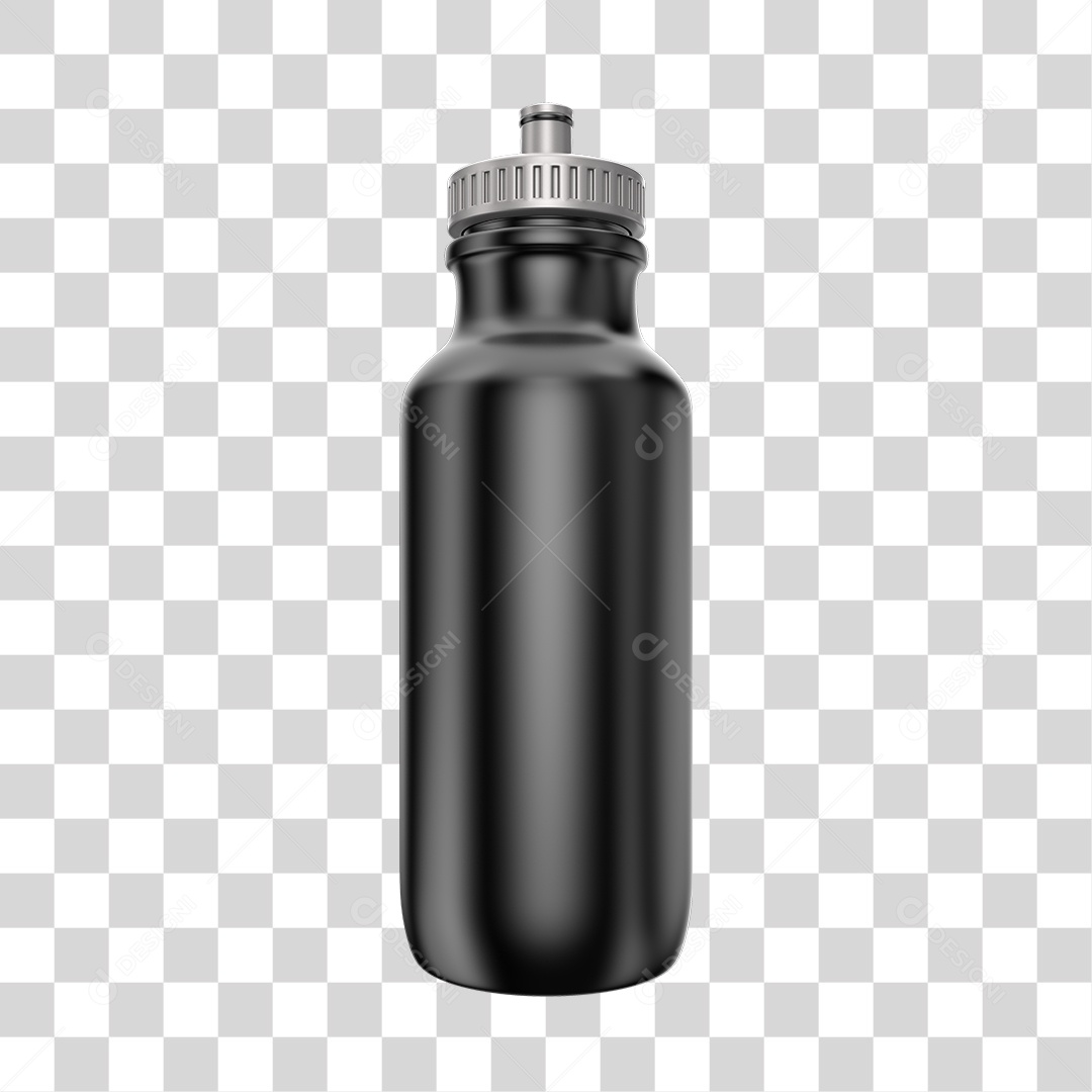 Garrafa de Água Esportiva Preta Elemento 3D PNG
