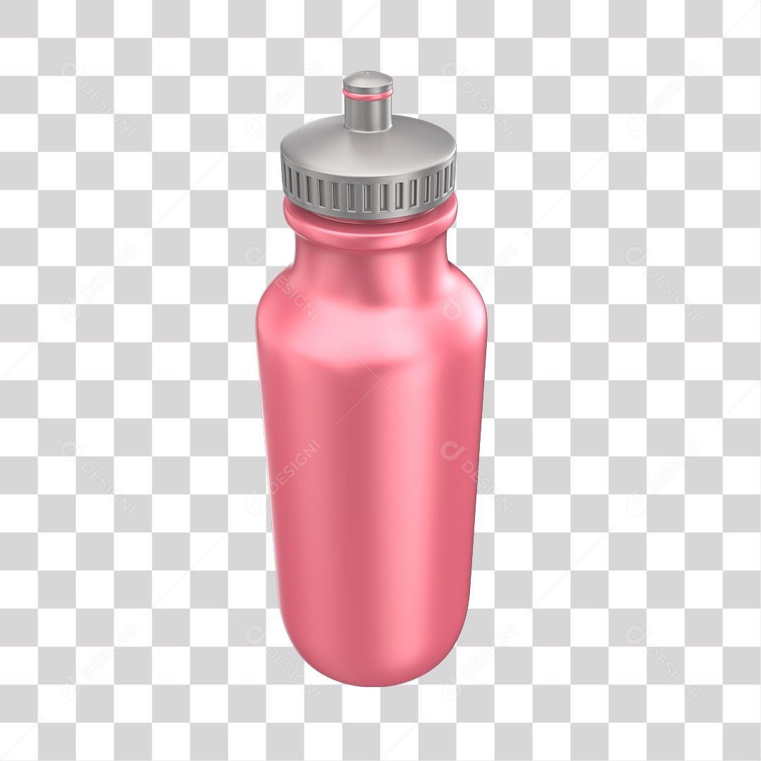 Garrafa de Água Esportiva Rosa Elemento 3D PNG