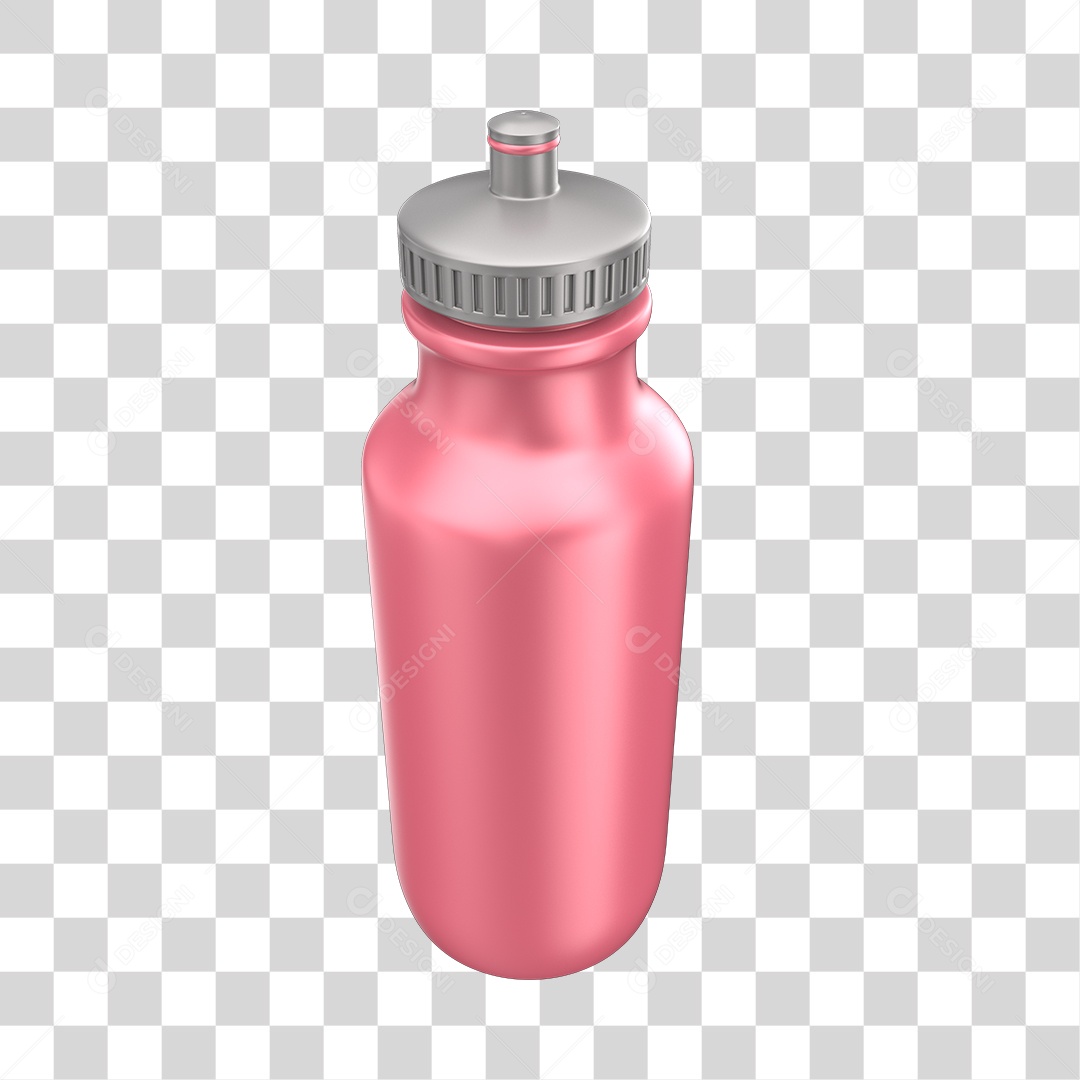 Garrafa de Água Esportiva Rosa Elemento 3D PNG