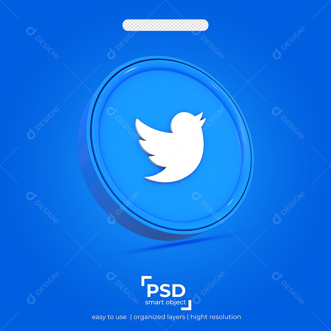 Twitter Elemento 3D Para Composição PSD