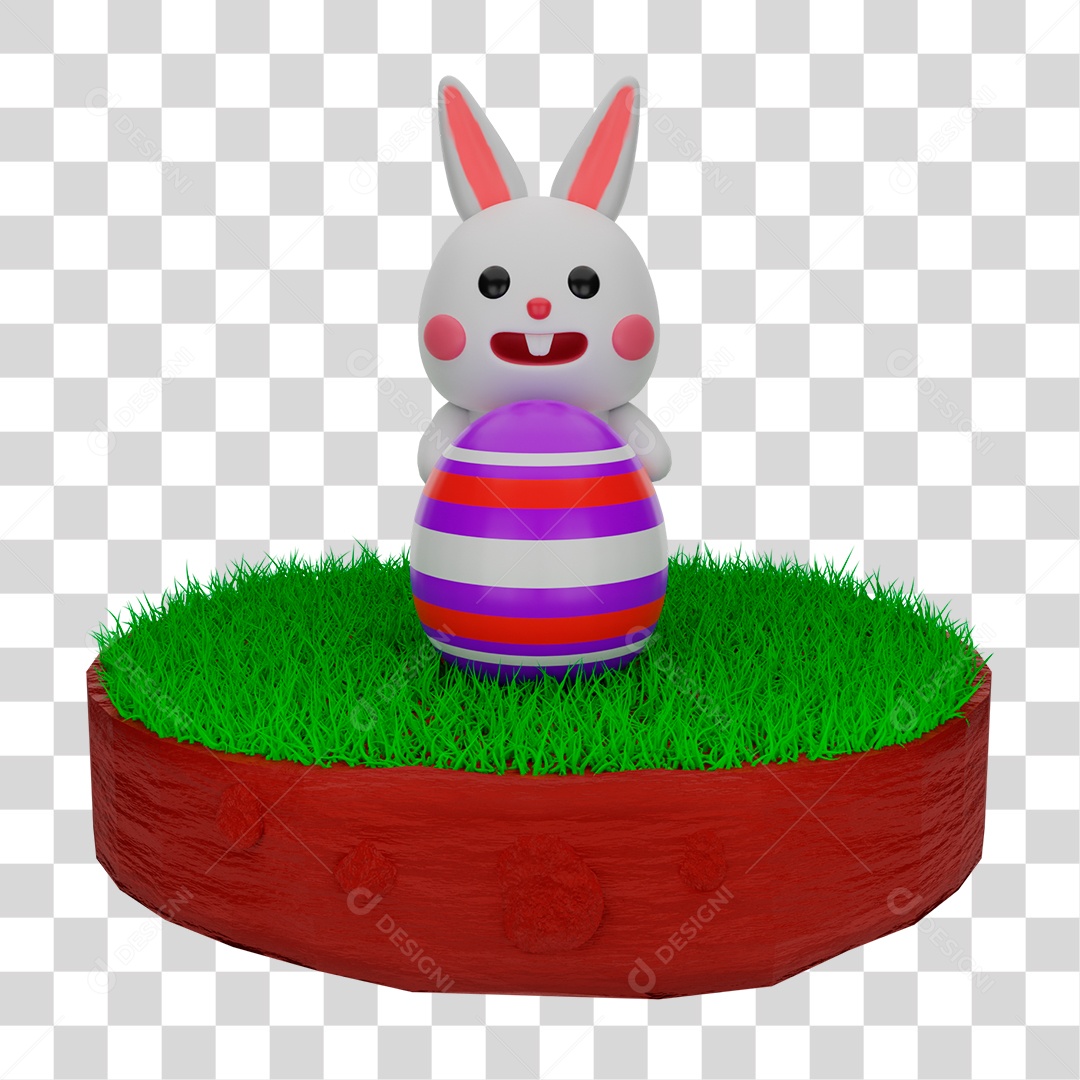 Coelhinho atrás dos Ovos de Páscoa PNG Transparente