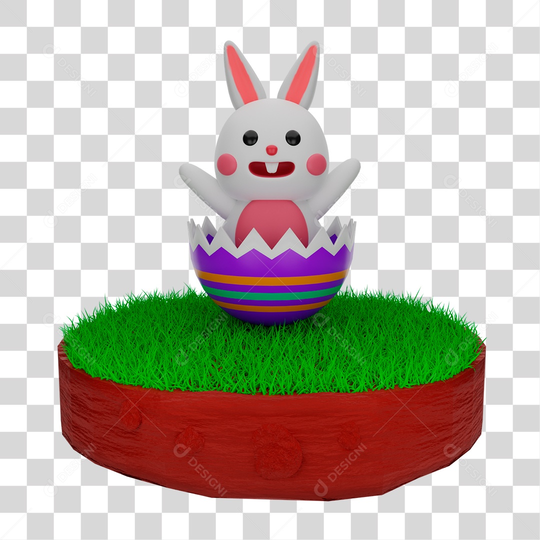 Coelhinho da Páscoa dentro do Ovo de Chocolate PNG Transparente