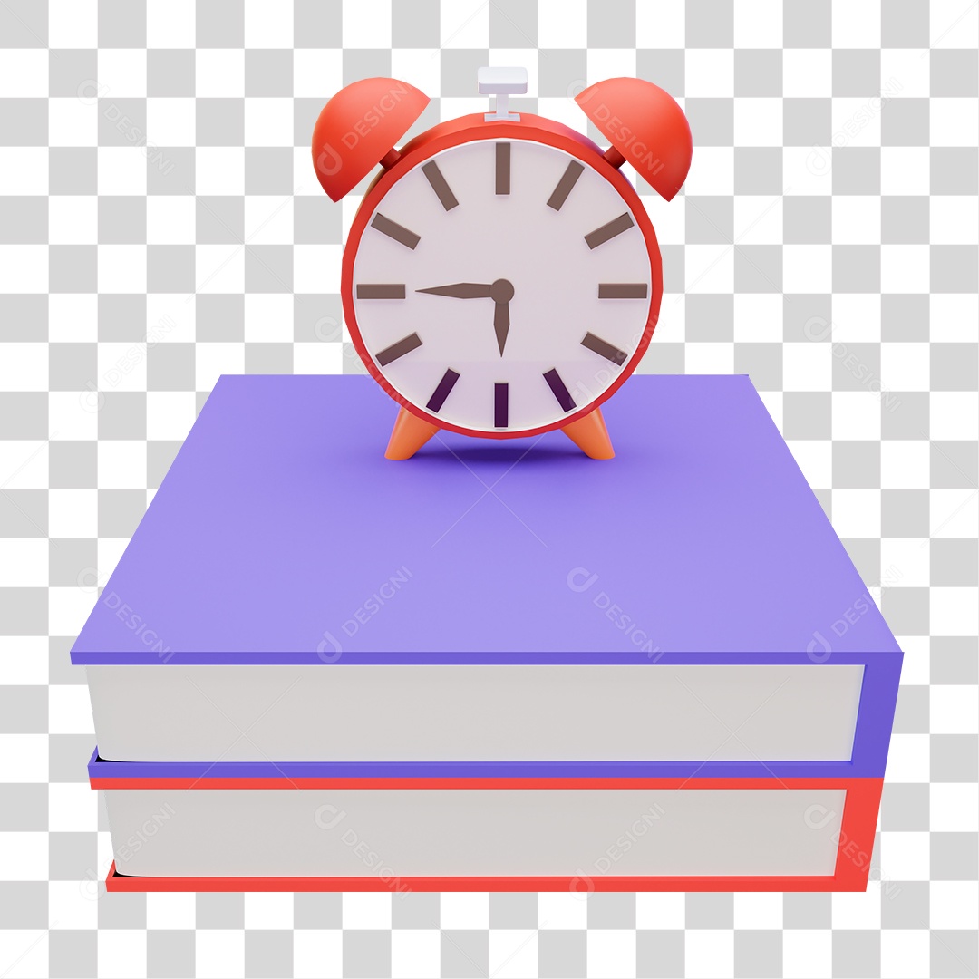 Desenho de Relógio sobre Livros PNG Transparente