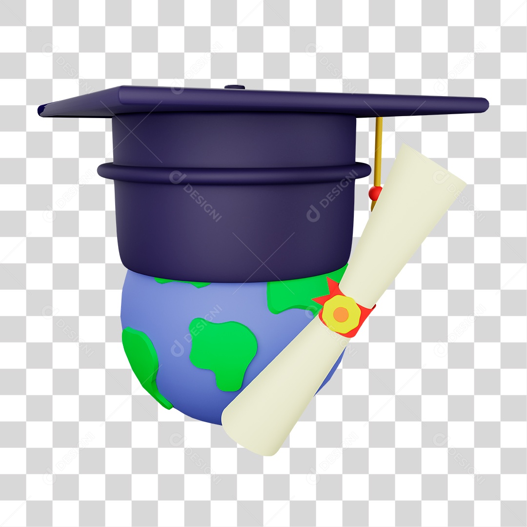 Diploma e Capelo no Globo PNG Transparente