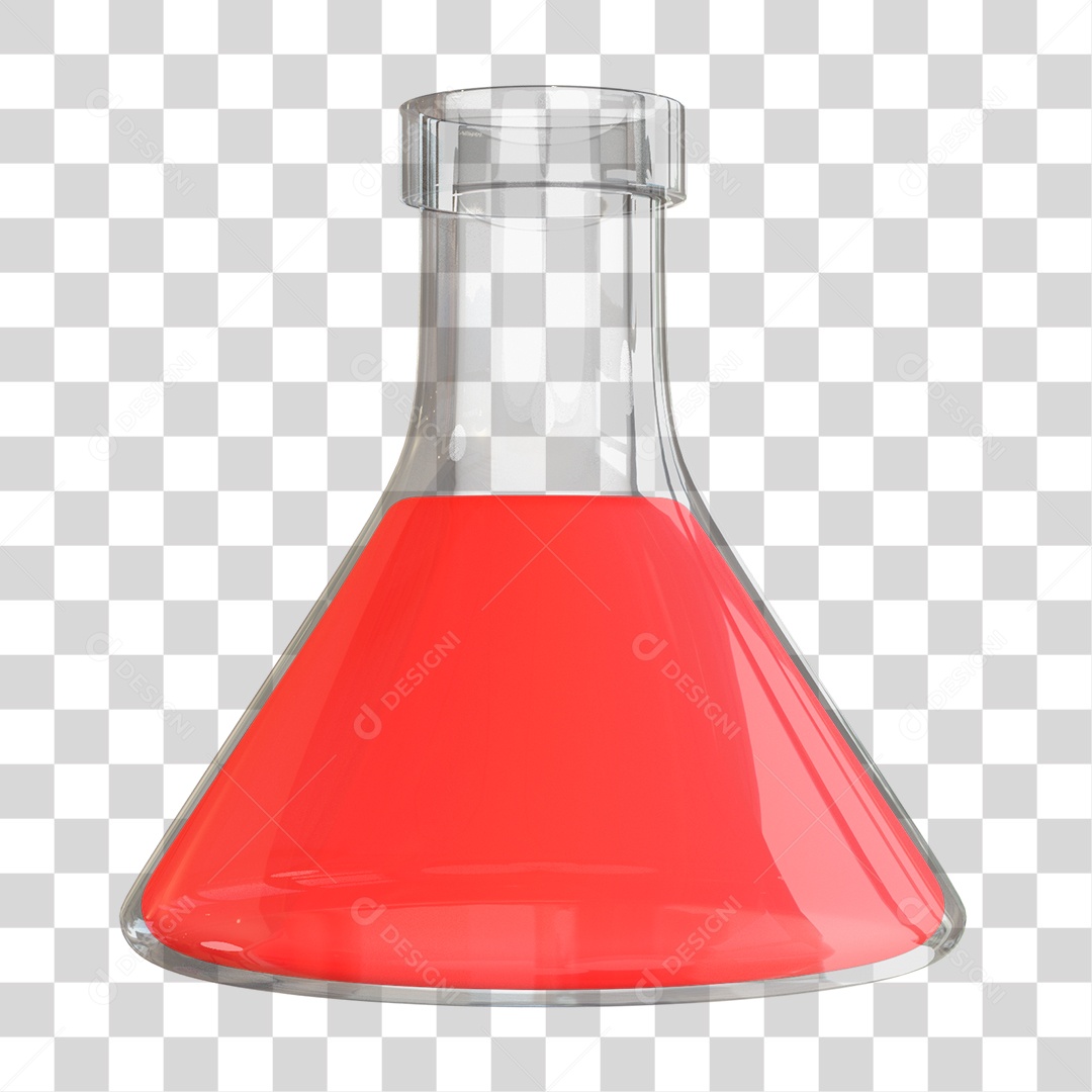 Frasco de Laboratório Liquido Vermelho PNG Transparente