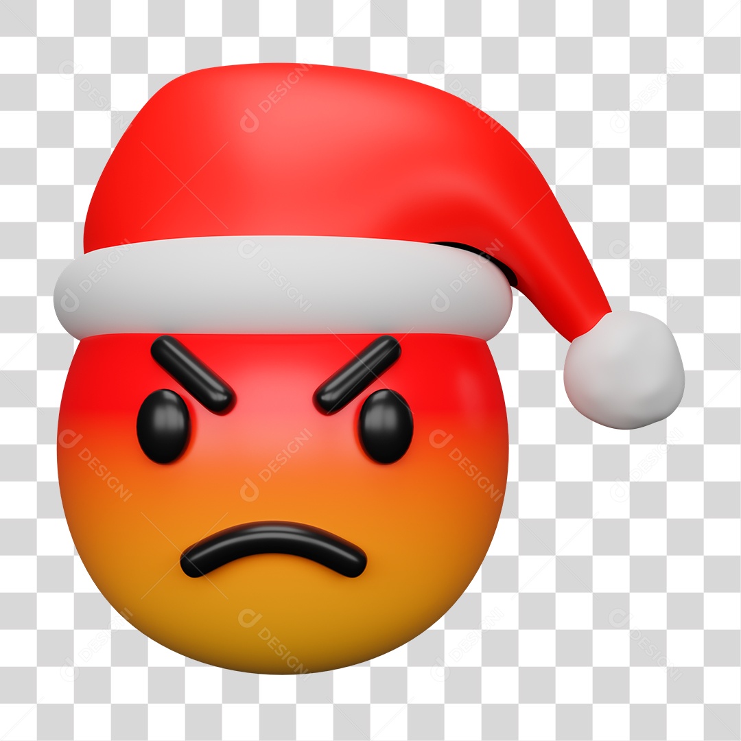 Emoji 3D Carinha Zangada Gorro PNG Transparente