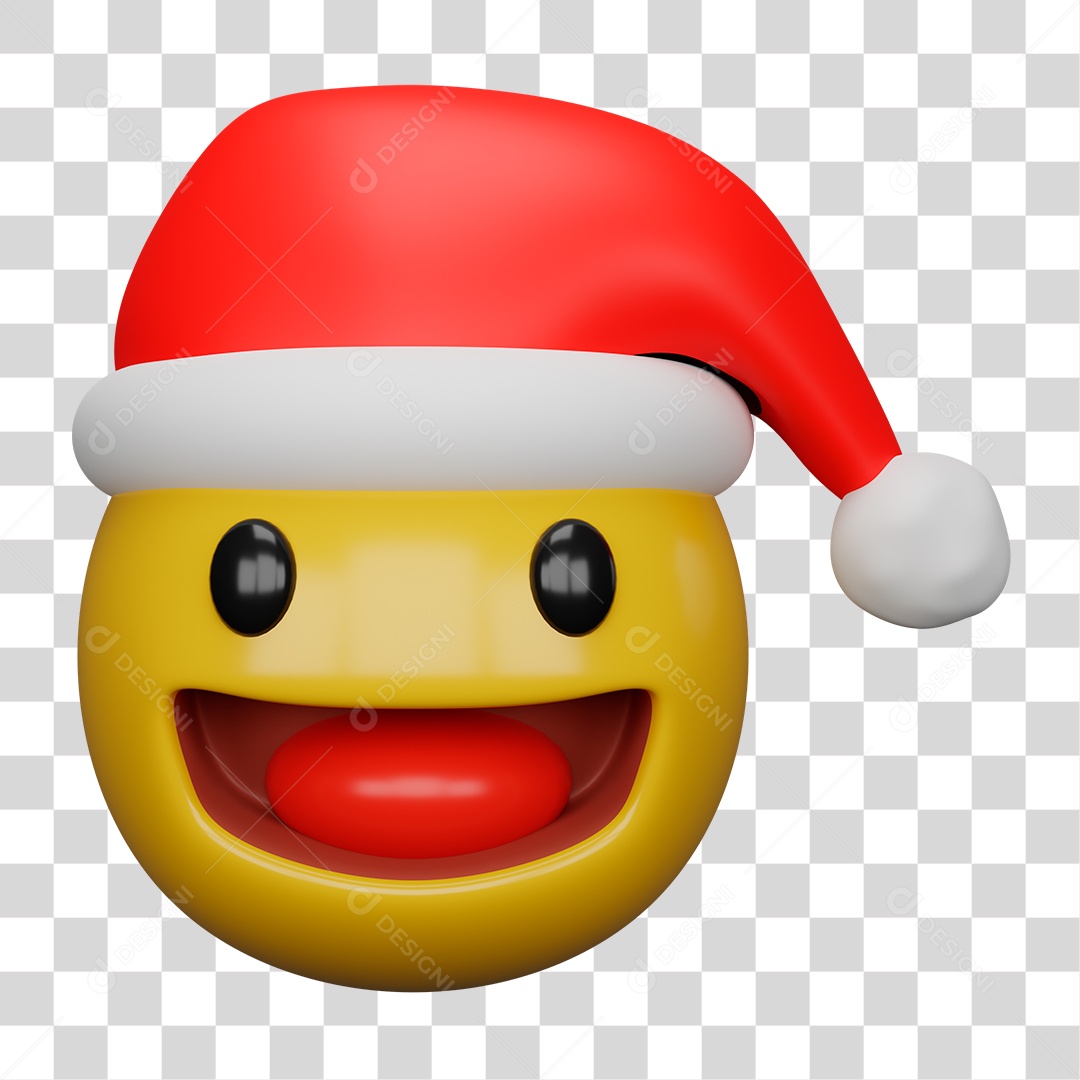 Emoji 3D Carinha Sorridente com a Boca Aberta Gorro PNG Transparente