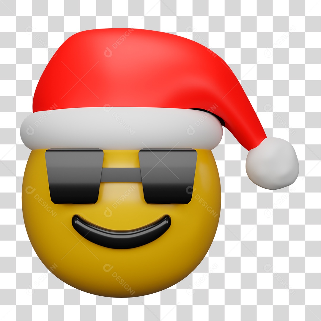 Emoji 3D Carinha com Óculos de Sol Gorro PNG Transparente