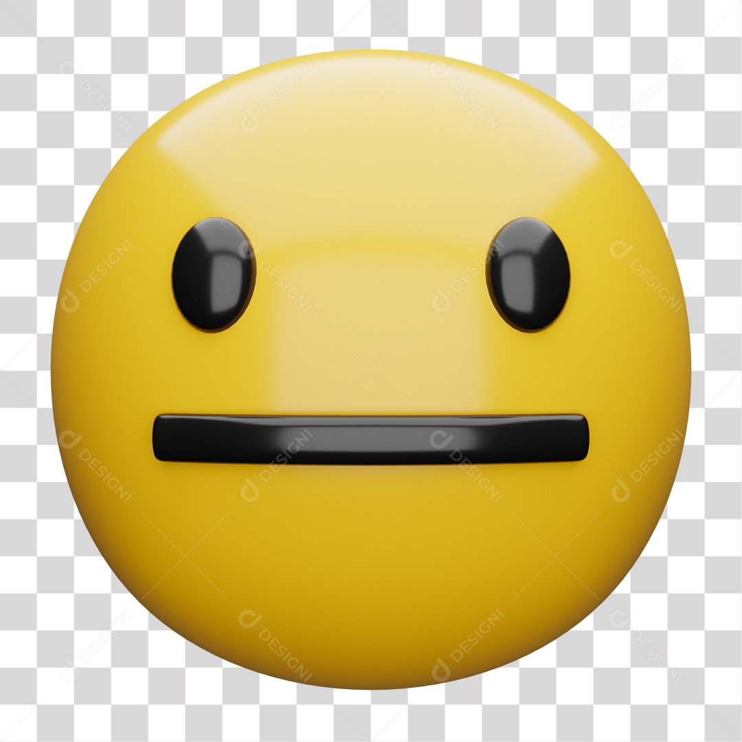 Emoji 3D Carinha Neutra PNG Transparente