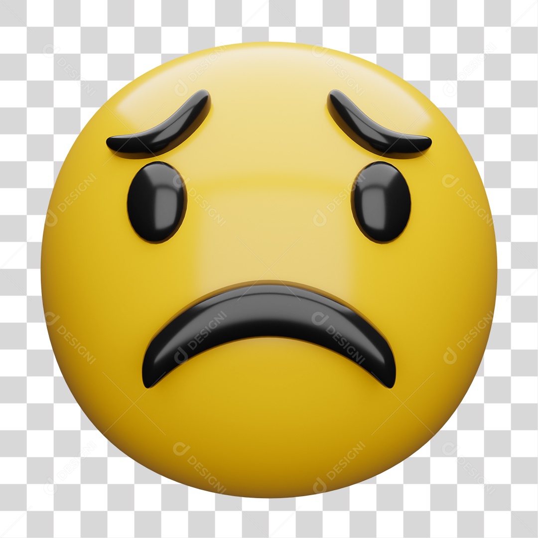 Emoji 3D Carinha Preocupada PNG Transparente