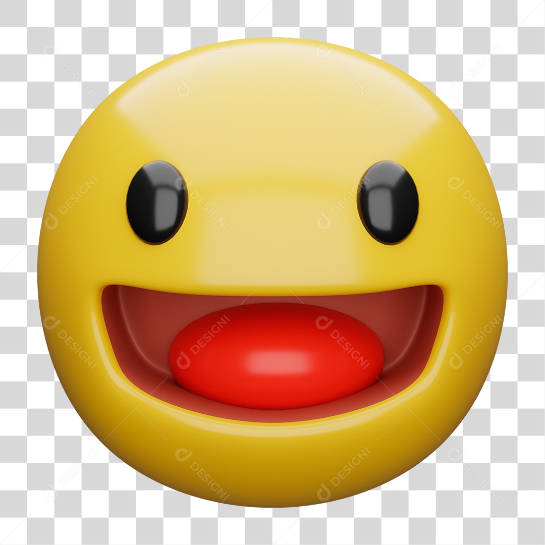 Emoji 3D Carinha Sorridente com a Boca Aberta PNG Transparente