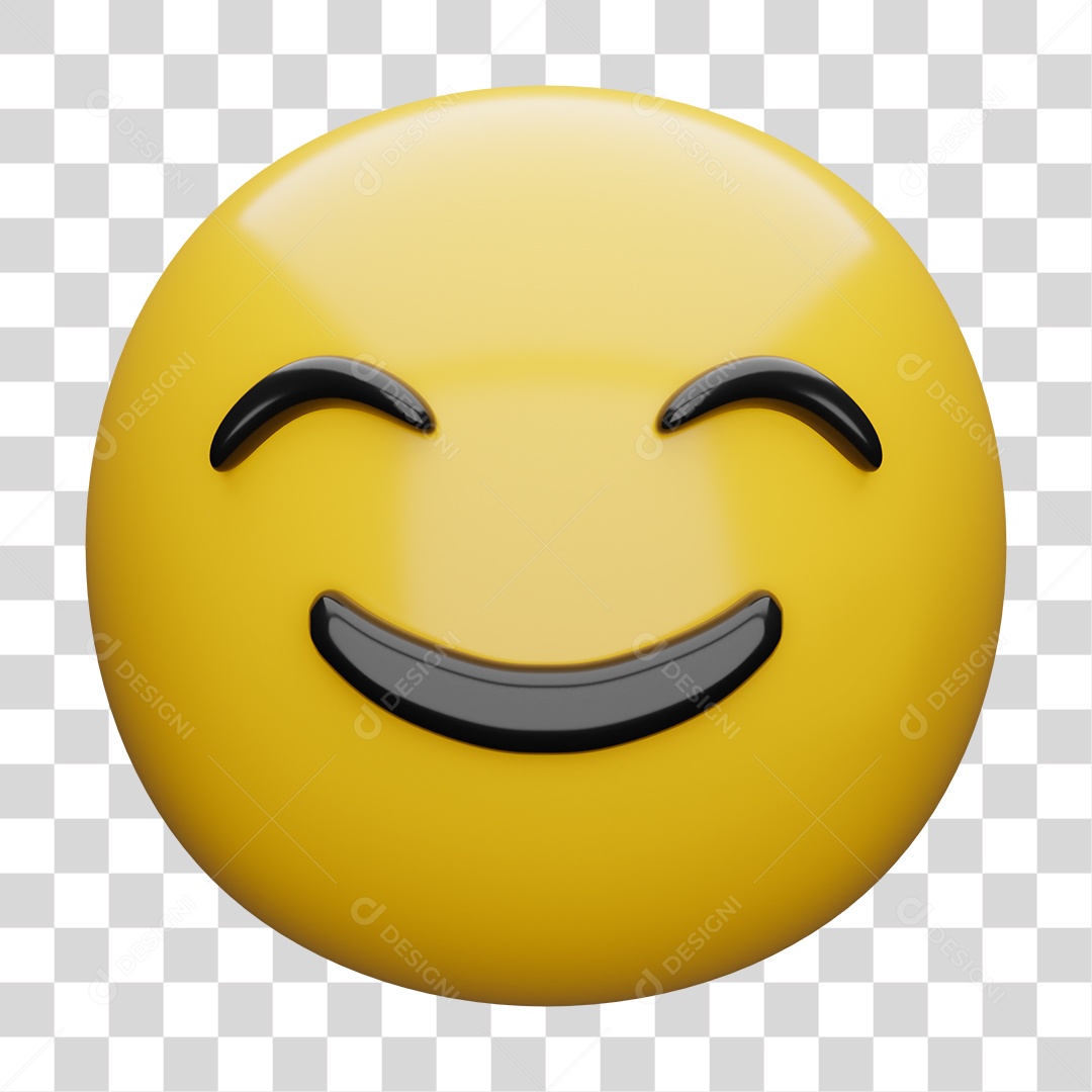 Emoji 3D Carinha Ligeiramente Sorridente com Olhos Risonhos PNG Transparente