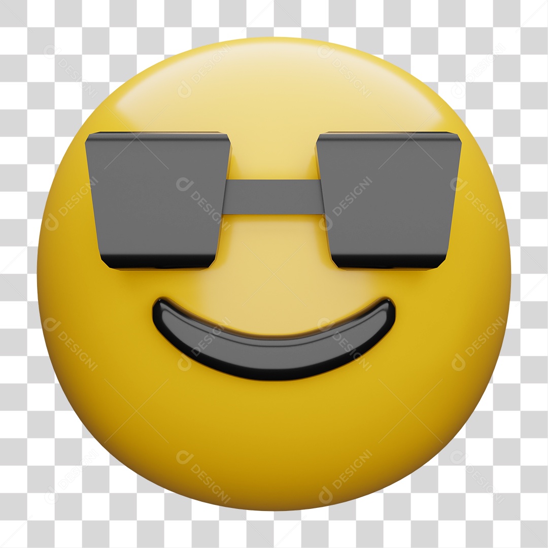 Emoji 3D Carinha com Óculos de Sol PNG Transparente