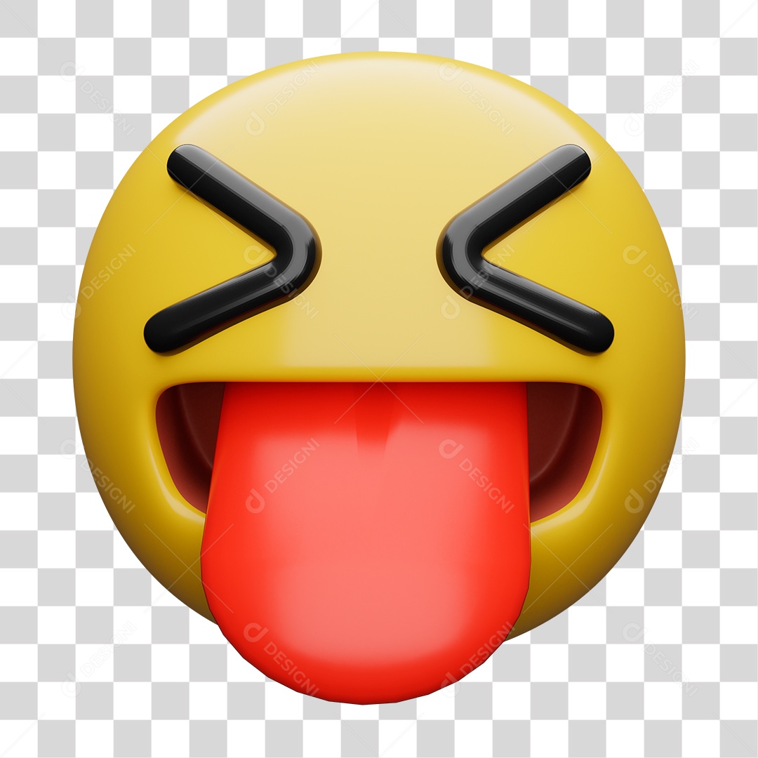 Emoji 3D Carinha com Língua Para Fora e Olhos Apertados PNG Transparente