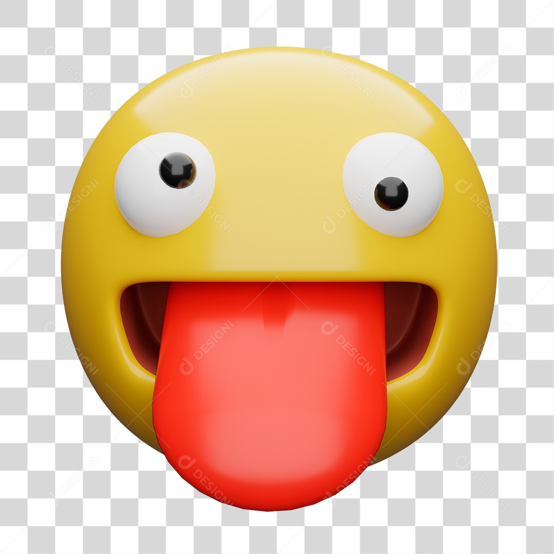 Emoji 3D Carinha Maluca PNG Transparente