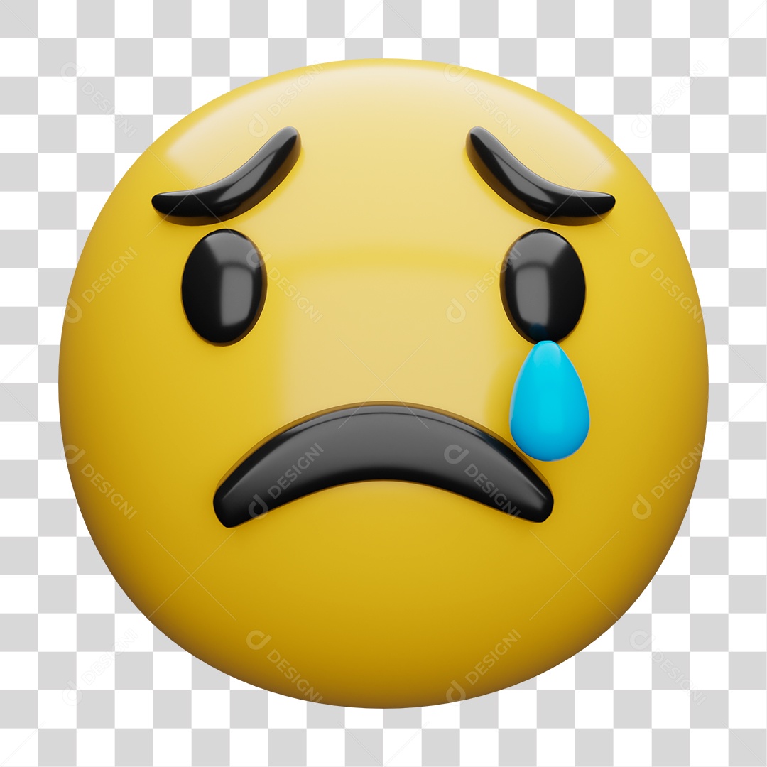 Emoji 3D Carinha Chorando PNG Transparente