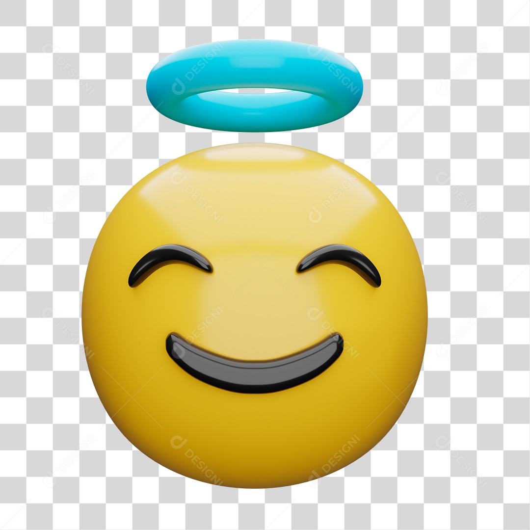 Emoji 3D Carinha Sorridente Com Auréola De Anjo PNG Transparente