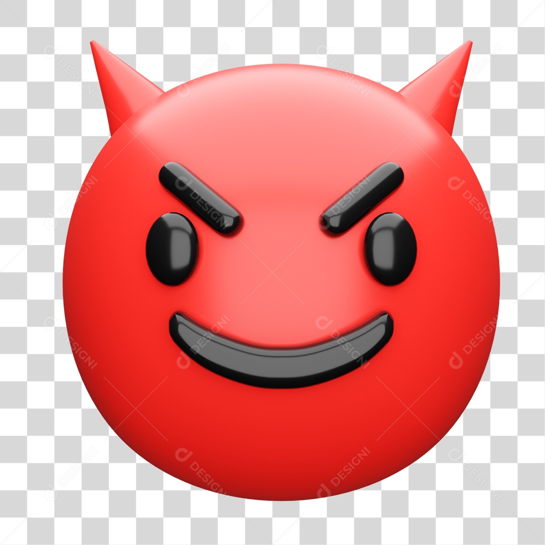 Emoji 3D Carinha Sorridente com Chifres PNG Transparente