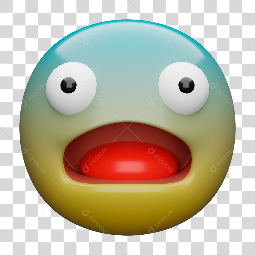 Emoji 3D Carinha Assustada PNG Transparente