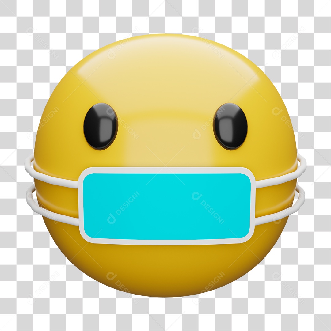 Emoji 3D Carinha Com Máscara Protetora PNG Transparente