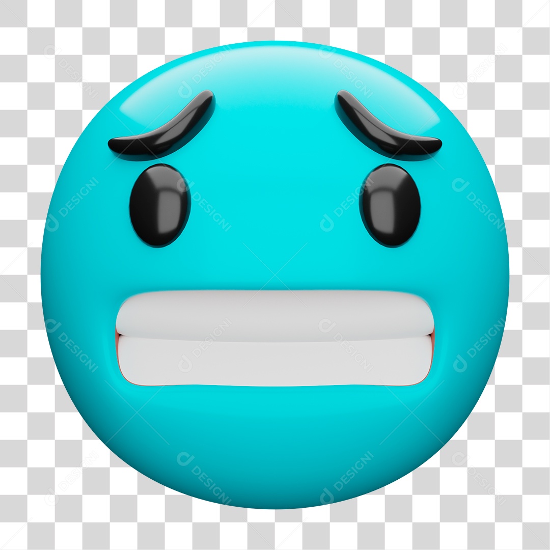 Emoji 3D Carinha Congelando PNG Transparente