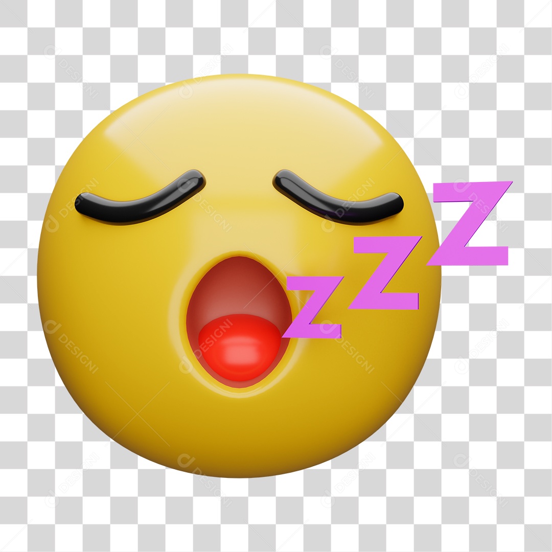 Emoji 3D Carinha Dormindo PNG Transparente