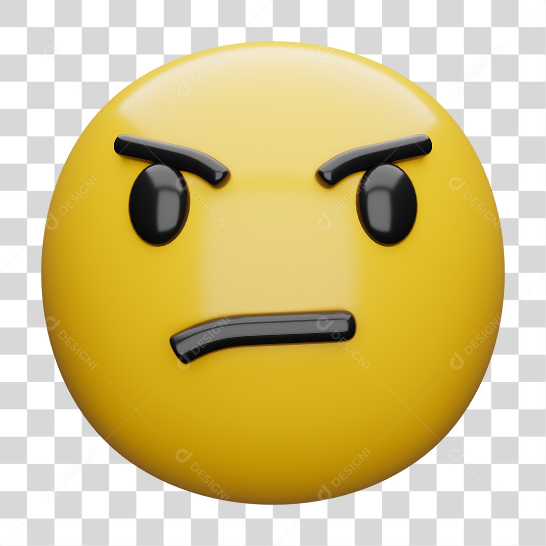 Emoji 3D Carinha Aborrecida PNG Transparente