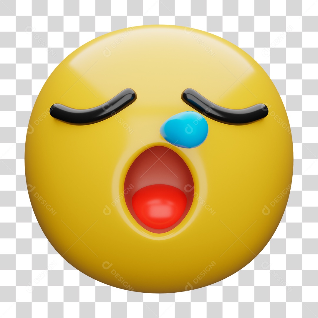 Emoji 3D Carinha Sonolenta PNG Transparente