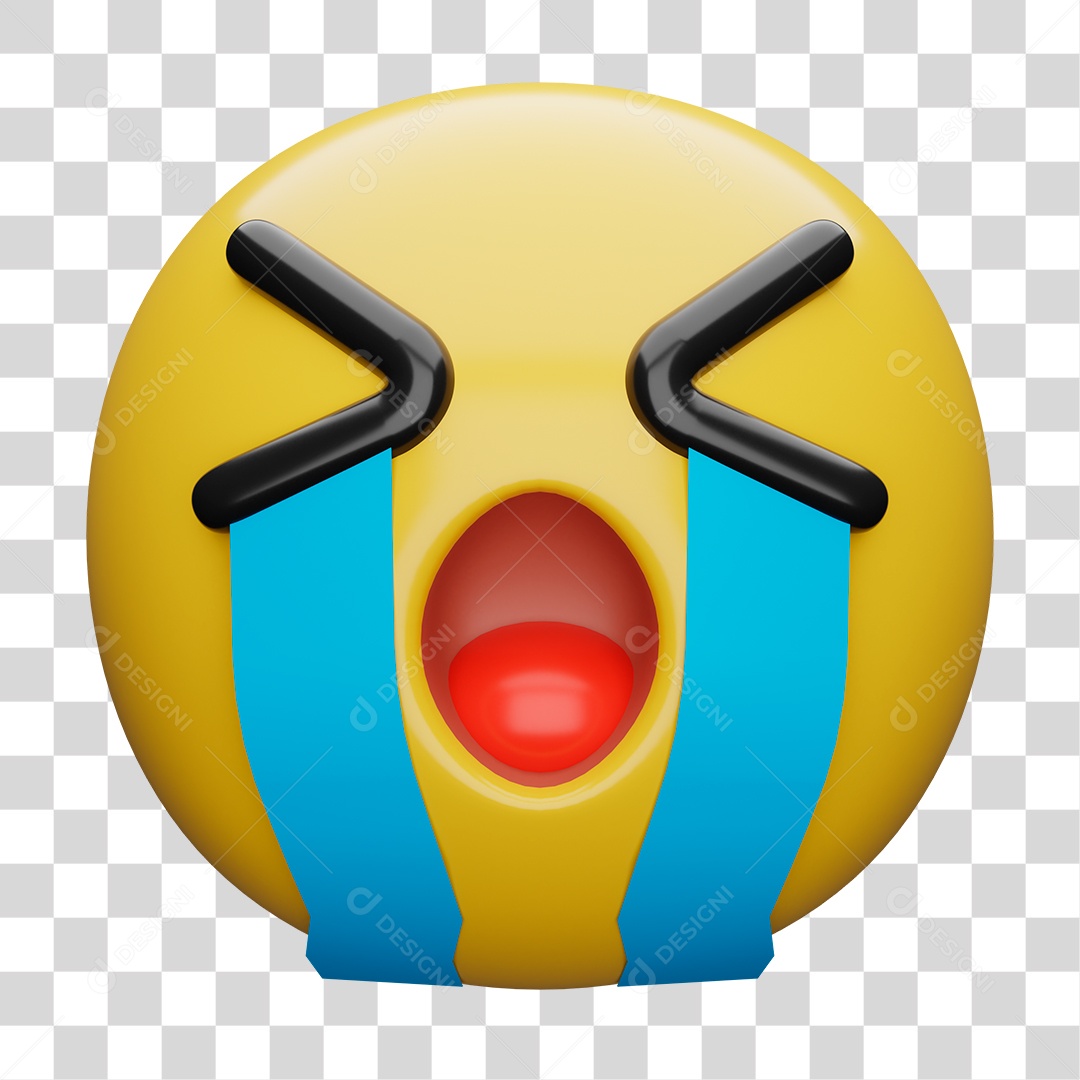 Emoji 3D Carinha Chorando Intensamente PNG Transparente