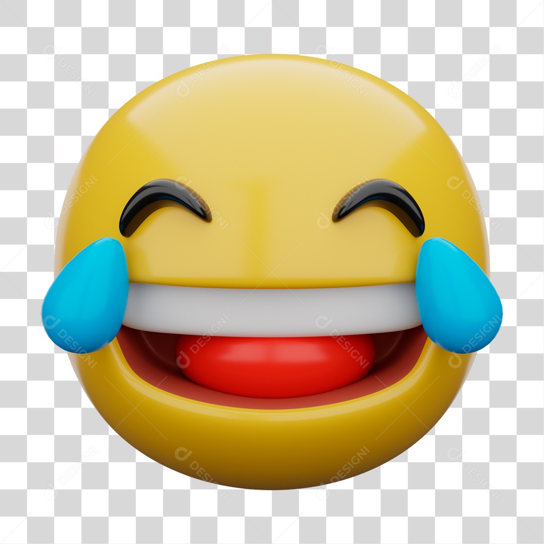 Emoji 3D Carinha Chorando de Rir PNG Transparente