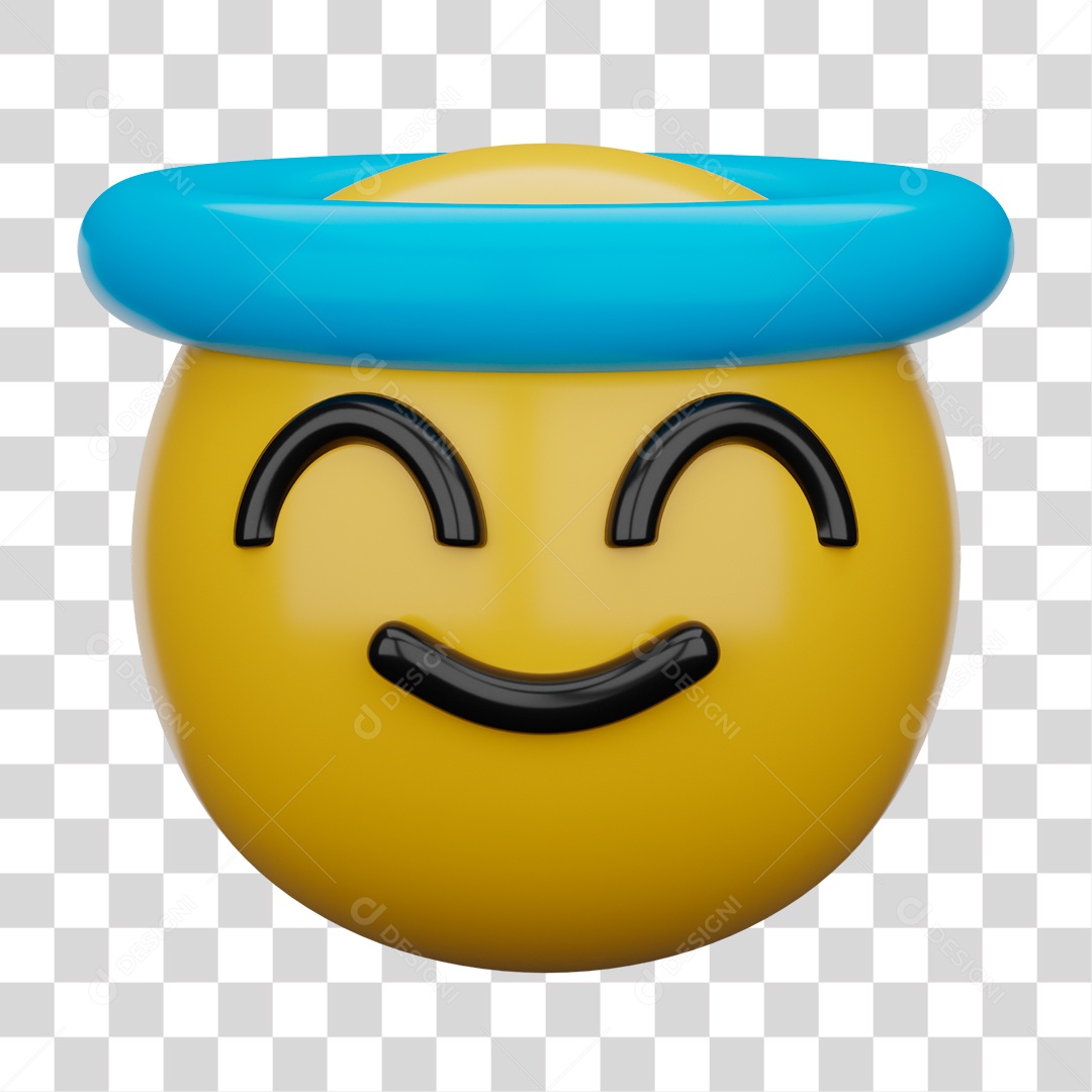 Emoji 3D Carinha Sorridente Com Auréola De Anjo PNG Transparente