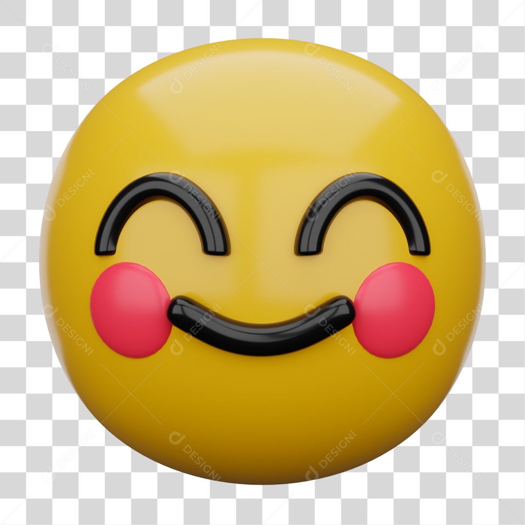 3D Emoji Smiley Face with Laughing Eyes PNG Transparent