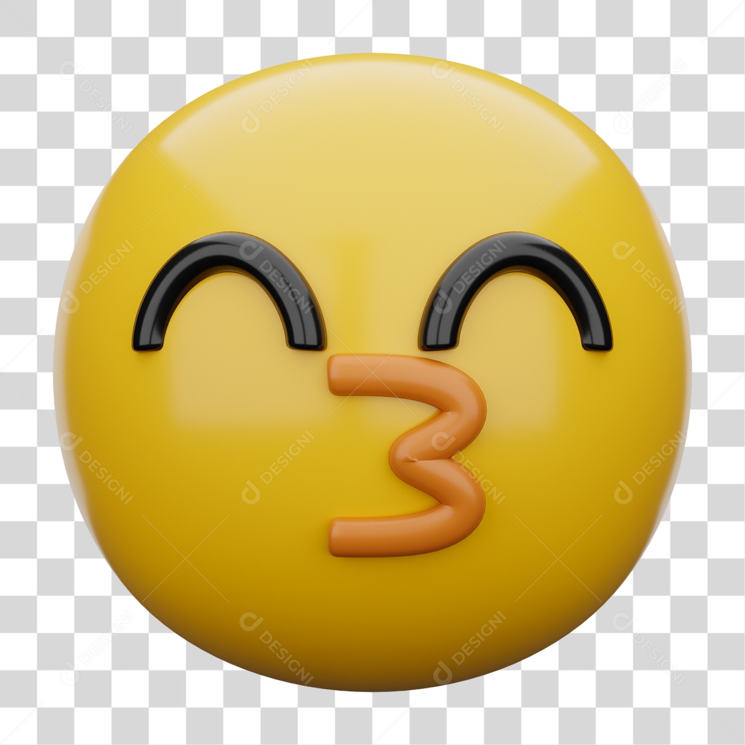 Emoji 3D Carinha Beijoqueira Com Olhos Sorridentes PNG Transparente