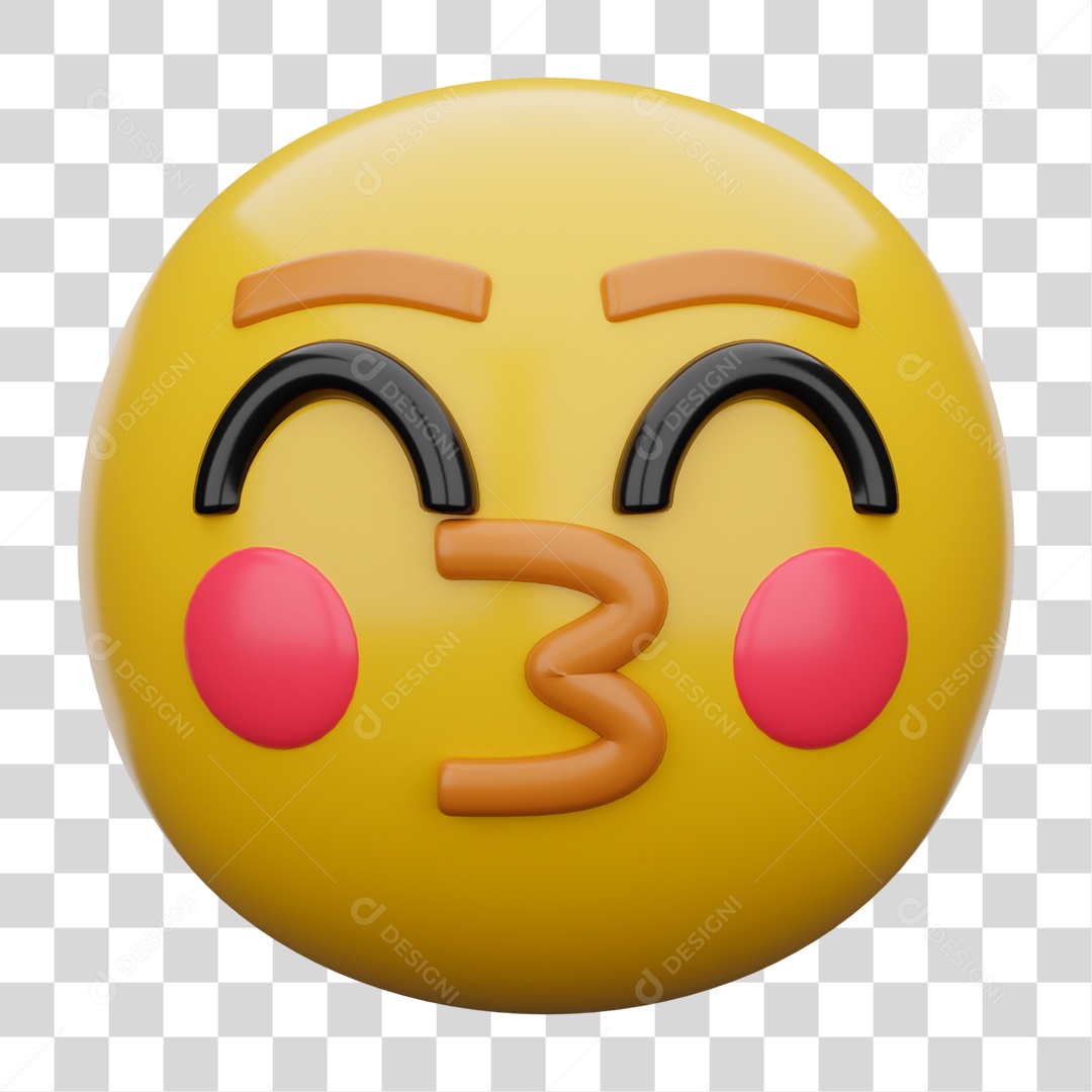 Emoji 3D Carinha Beijoqueira Com Olhos Fechados PNG Transparente