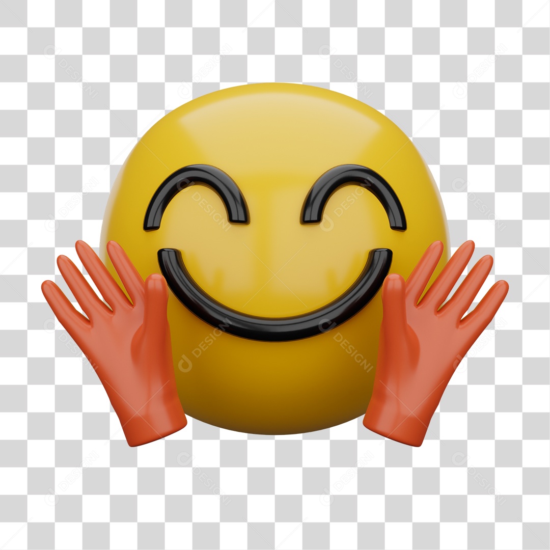 Emoji 3D Carinha Mandando um Abraço PNG Transparente