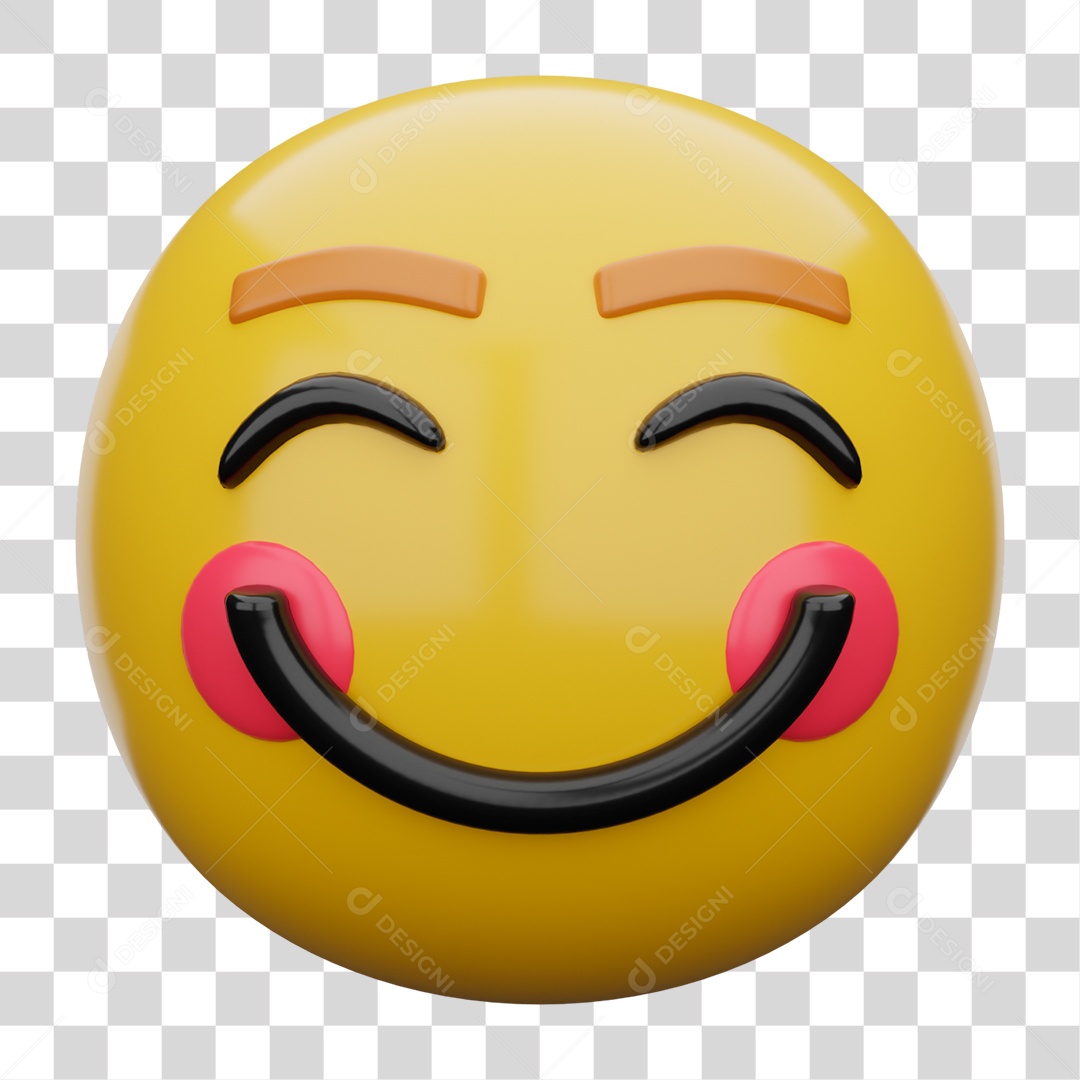 Emoji 3D Carinha Sorridente com Olhos Risonhos PNG Transparente